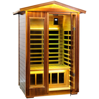 2 Person Infrared Sauna Room with Carbon Heating Panels, Canadian Hemlock Wood & Audio System
