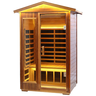 2 Person Infrared Sauna Room with Carbon Heating Panels, Canadian Hemlock Wood & Audio System