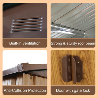 8x10FT Outdoor Metal Storage Shed with Foundation, Weather-Resistant Garden Tool House for Backyard & Patio