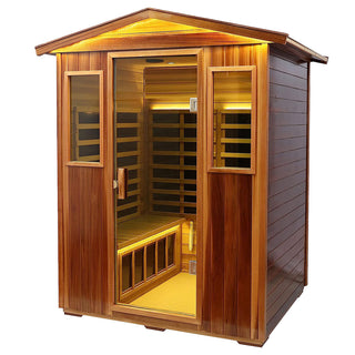 Mondawe 4-Person Outdoor Far Infrared Sauna Room with Low EMF Carbon Crystal Heating & Bluetooth Speakers