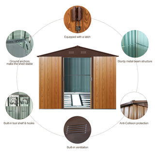 8x10FT Outdoor Metal Storage Shed with Foundation, Weather-Resistant Garden Tool House for Backyard & Patio