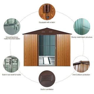 8x10FT Outdoor Metal Storage Shed with Foundation, Weather-Resistant Garden Tool House for Backyard & Patio