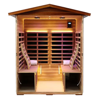 Mondawe 4-Person Outdoor Far Infrared Sauna Room with Low EMF Carbon Crystal Heating & Bluetooth Speakers