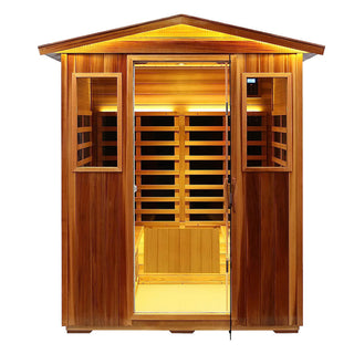 Mondawe 4-Person Outdoor Far Infrared Sauna Room with Low EMF Carbon Crystal Heating & Bluetooth Speakers