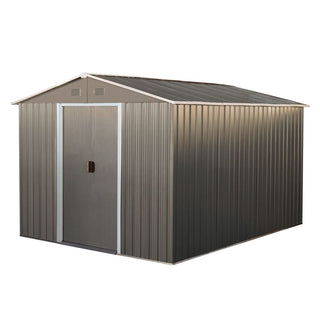 8x10FT Outdoor Metal Storage Shed with Foundation, Weather-Resistant Garden Tool House for Backyard & Patio