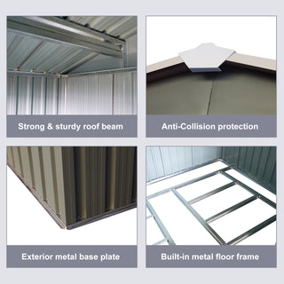 8x10FT Outdoor Metal Storage Shed with Foundation, Weather-Resistant Garden Tool House for Backyard & Patio