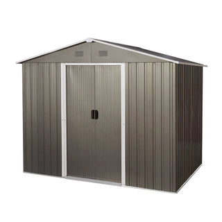 8X6 FT Outdoor Metal Storage Shed with Foundation, Weatherproof Garden Tool Organizer