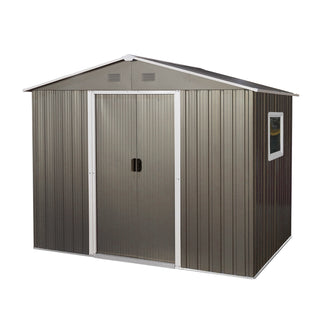 8X6 FT Outdoor Metal Storage Shed with Foundation, Weatherproof Garden Tool Organizer