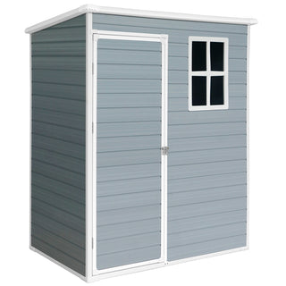 Resin Outdoor Storage Shed Plastic Garden Sheds with Floor and Lockable Door for Backyard, Lawn, Grey