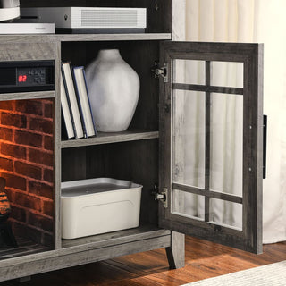 55-Inch Electric Fireplace TV Stand, Gray Wash Media Console with Built-In Heater for Living Room