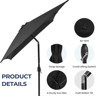 6.5X10 FT Rectangular Patio Umbrella with Crank, Tilt, Polyester UV-Resistant Without base