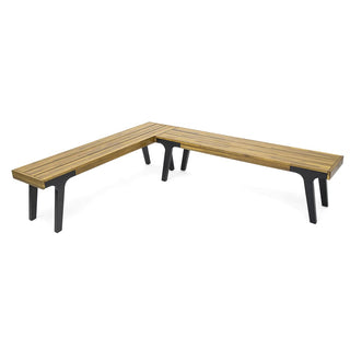 Outdoor Acacia Wood Dining Bench With Slatted Panel Top