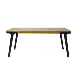Acacia Wood Outdoor Dining Table With Powder-Coated Metal Legs