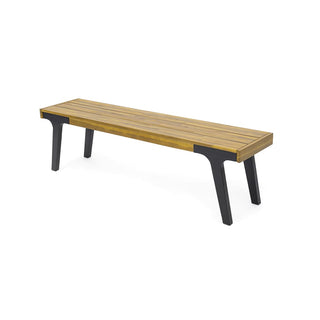 Outdoor Acacia Wood Dining Bench With Slatted Panel Top