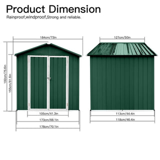 Mondawe 6ft x 4ft Metal Outdoor Storage Shed with Apex Roof, Garden Tool Organizer for Backyard