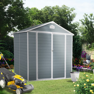 Resin Outdoor Storage Shed Plastic Garden Sheds with Floor and Lockable Door for Backyard, Lawn, Grey