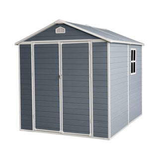 Resin Outdoor Storage Shed Plastic Garden Sheds with Floor and Lockable Door for Backyard, Lawn, Grey