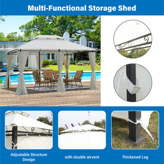 13x10 Outdoor Patio Gazebo Canopy Tent with Ventilated Double Roof & Detachable Sidewalls