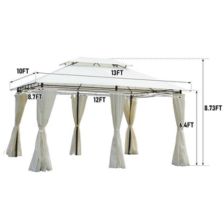 13x10 Outdoor Patio Gazebo Canopy Tent with Ventilated Double Roof & Detachable Sidewalls