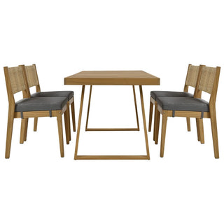 Outdoor Acacia Wood Dining Set – Patio Table & Chairs with Thick Cushions for Balcony, Garden & Backyard