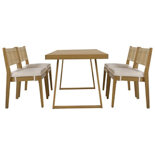 Outdoor Acacia Wood Dining Set – Patio Table & Chairs with Thick Cushions for Balcony, Garden & Backyard