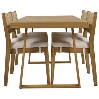 Outdoor Acacia Wood Dining Set – Patio Table & Chairs with Thick Cushions for Balcony, Garden & Backyard