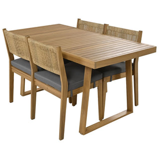 Outdoor Acacia Wood Dining Set – Patio Table & Chairs with Thick Cushions for Balcony, Garden & Backyard
