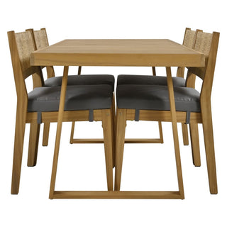 Outdoor Acacia Wood Dining Set – Patio Table & Chairs with Thick Cushions for Balcony, Garden & Backyard