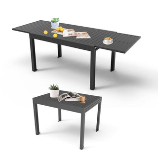 35"–71" Extendable Aluminum Patio Dining Table for 4–6 People, E-Coated Rectangular Indoor & Outdoor Table for Garden, Lawn & Porch