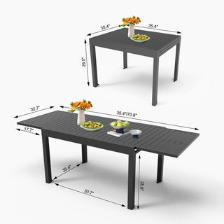35"–71" Extendable Aluminum Patio Dining Table for 4–6 People, E-Coated Rectangular Indoor & Outdoor Table for Garden, Lawn & Porch
