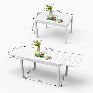 35"–71" Extendable Aluminum Patio Dining Table for 4–6 People, E-Coated Rectangular Indoor & Outdoor Table for Garden, Lawn & Porch