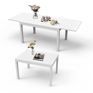 35"–71" Extendable Aluminum Patio Dining Table for 4–6 People, E-Coated Rectangular Indoor & Outdoor Table for Garden, Lawn & Porch