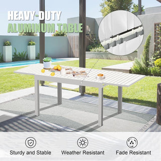 35"–71" Extendable Aluminum Patio Dining Table for 4–6 People, E-Coated Rectangular Indoor & Outdoor Table for Garden, Lawn & Porch