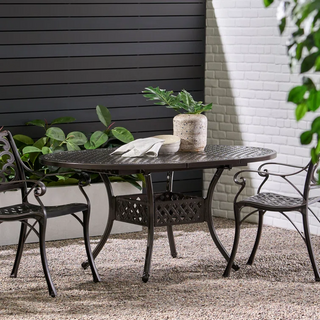 Outdoor Expandable Aluminum Dining Table – Hammered Bronze Finish