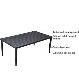 Outdoor Patio Aluminum 40"x70" Rectangle Dining Table with Tapered Feet & Umbrella Hole