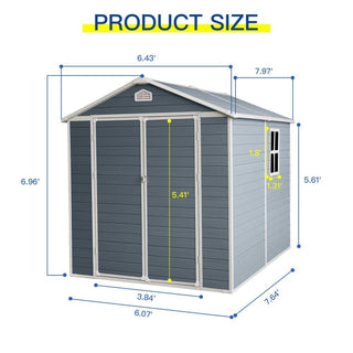 Resin Outdoor Storage Shed Plastic Garden Sheds with Floor and Lockable Door for Backyard, Lawn, Grey