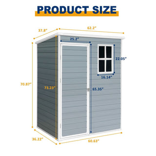 Resin Outdoor Storage Shed Plastic Garden Sheds with Floor and Lockable Door for Backyard, Lawn, Grey