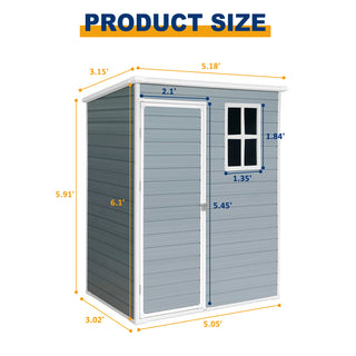 Resin Outdoor Storage Shed Plastic Garden Sheds with Floor and Lockable Door for Backyard, Lawn, Grey