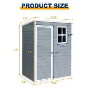 Resin Outdoor Storage Shed Plastic Garden Sheds with Floor and Lockable Door for Backyard, Lawn, Grey
