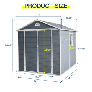 Resin Outdoor Storage Shed Plastic Garden Sheds with Floor and Lockable Door for Backyard, Lawn, Grey