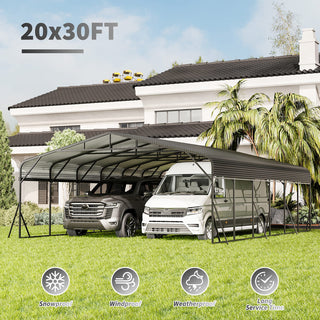 20x30 FT Heavy Duty Metal Carport with Galvanized Steel Roof – Carport Shelter for RV, Boat, Truck & Pickup