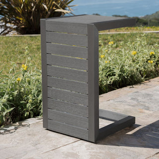 Modern Outdoor C-Shaped Side Table For Patio And Poolside