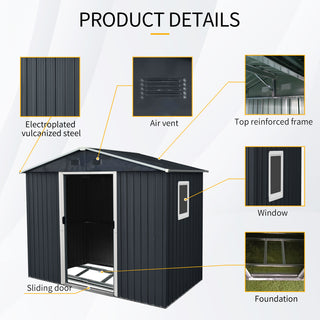 8X4 FT Outdoor Metal Storage Shed with Window and Metal Foundation for Backyard, Patio, Lawn