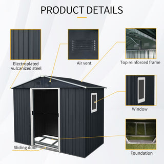 8X4 FT Outdoor Metal Storage Shed with Window and Metal Foundation for Backyard, Patio, Lawn