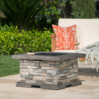 28" Square MGO Propane Fire Pit, Outdoor Gas Fire Table for Patio & Backyard