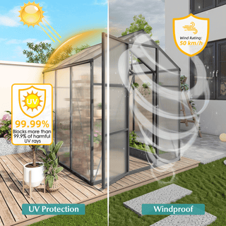 Walk-In Polycarbonate Greenhouse with Raised Base & Anchor Kit – Heavy-Duty Aluminum Greenhouse for Outdoor Backyard, All Seasons