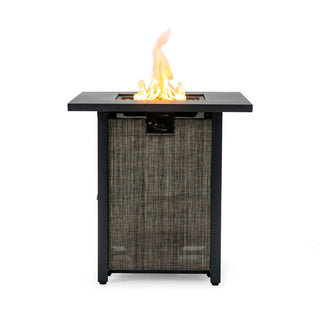 28" Propane Gas Fire Pit Table, 50000 BTU Square Steel Fire Pit for Outside Patio Deck Garden Courtyard -Black