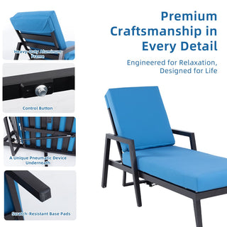3-Piece Outdoor Aluminum Chaise Lounge Set – Adjustable Reclining Backrests, Wheels & Sunbrella® Cushions