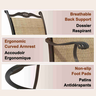 2-Piece Cast Aluminum Textilene Swivel Patio Chairs – 360° Rotation, Elegant Net Back Design