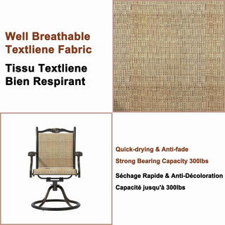 2-Piece Cast Aluminum Textilene Swivel Patio Chairs – 360° Rotation, Elegant Net Back Design